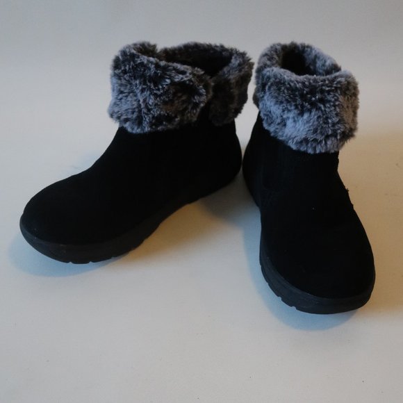 KHOMBU BLACK SUEDE ANKLE BOOTS W/GRAY FAUX FUR 8 - Picture 1 of 8